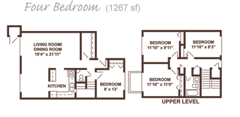 Four bedroom apartment floor plan.